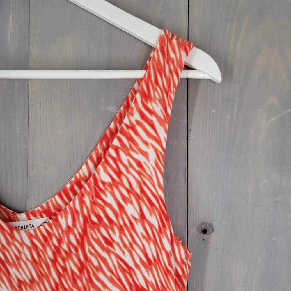 Athleta Fit and Flare‎ Dress Womens S Orange Orange White Reef Knit Jersey - Picture 4 of 8